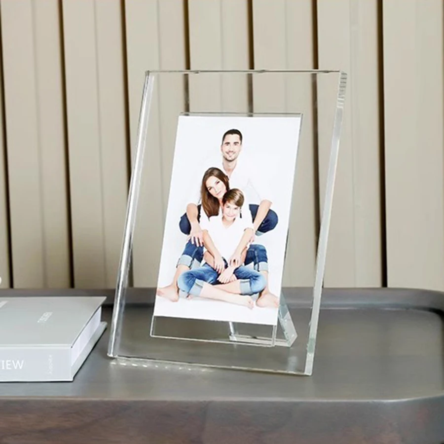 Rectangle Photo Frame Decoration Holder Glass Offic Etable Photo Frame Ornament Exclusive Transparent Porta Retrato Home Decor