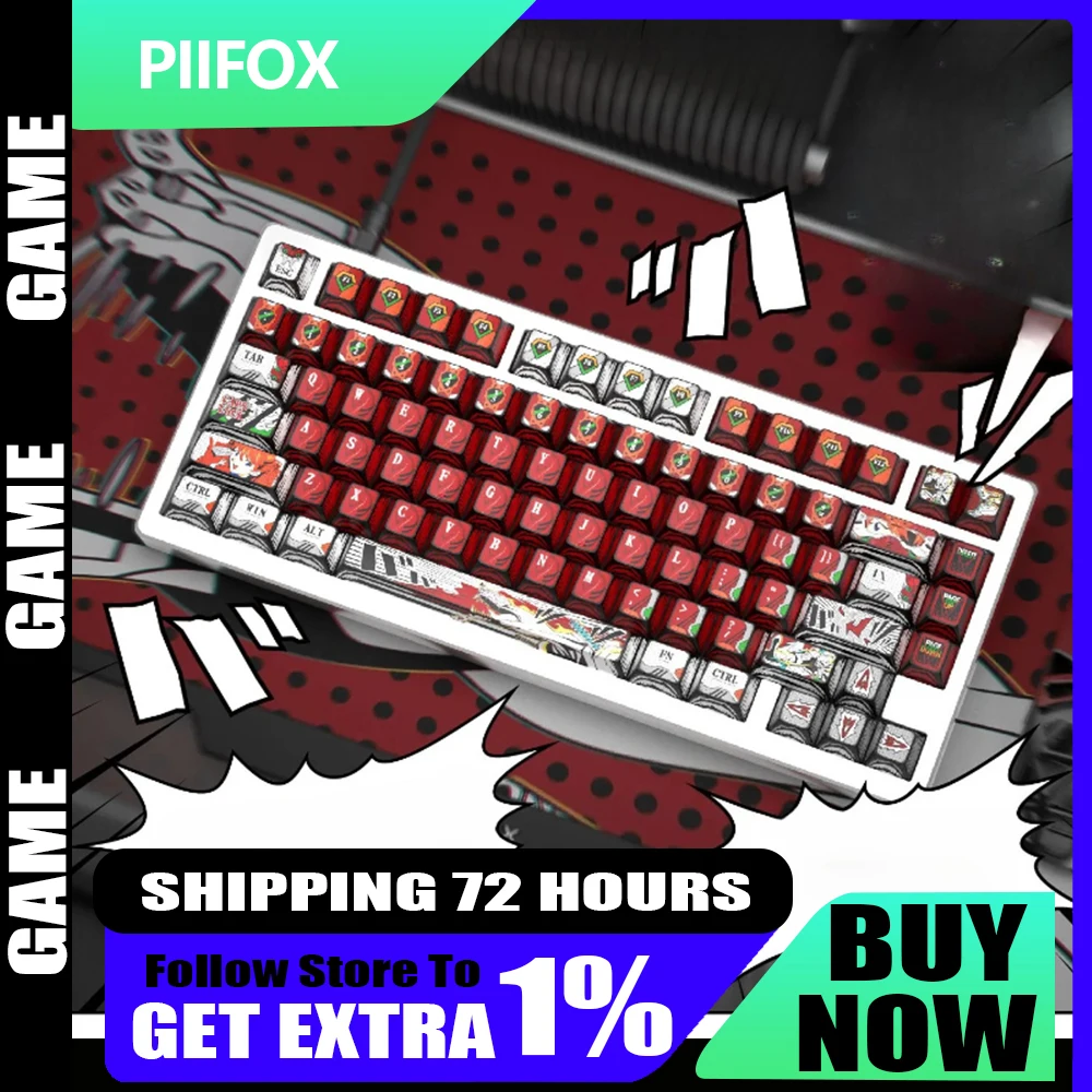 

PIIFOX аниме тема колпачки для клавиш PBT Cherry Profile пятисторонняя термосублимация индивидуальные 146 клавиш игровые колпачки для клавиатуры аксессуары