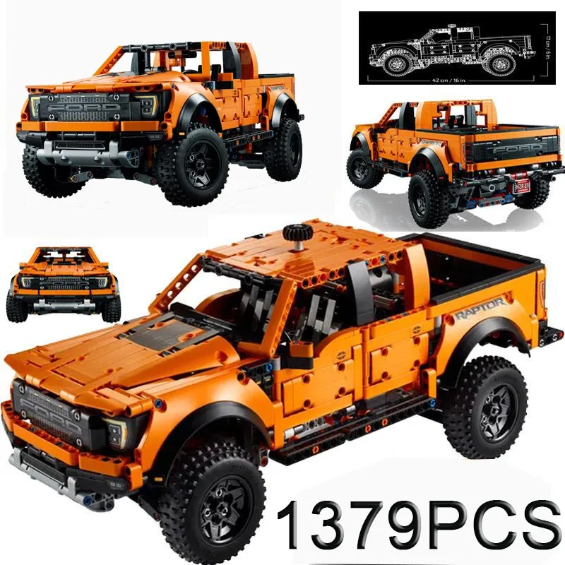 1379PCS Difficult Technical Ford Pickup Suv F-150 Raptor Building Blocks 42126 Assemble Vehicle Bricks Toy For Kids Adult