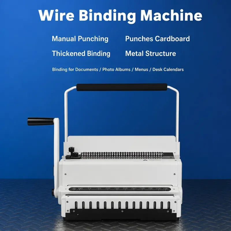 Double Wire Binding Machine 2:1 3:1 Ratio Iron Ring Binder Loose Leaf Hole Punch for Book Calendar Office Document