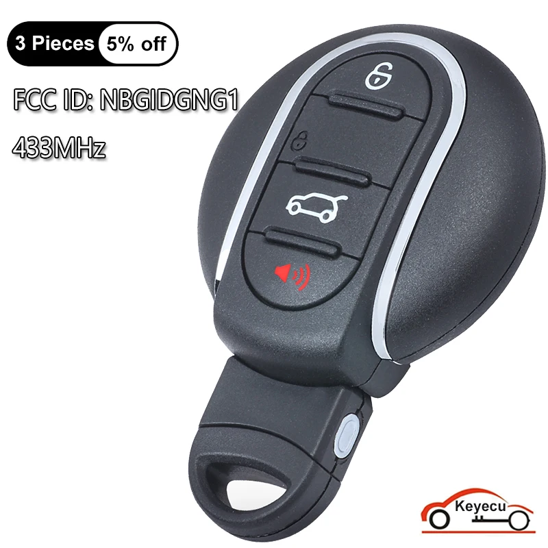 

KEYECU 4 Buttons 433MHz 434MHz for BMW Mini Cooper Clubman 2015 2016 2017 2018 2019 Auto OEM Smart Remote Key Fob FCC# NBGIDGNG1