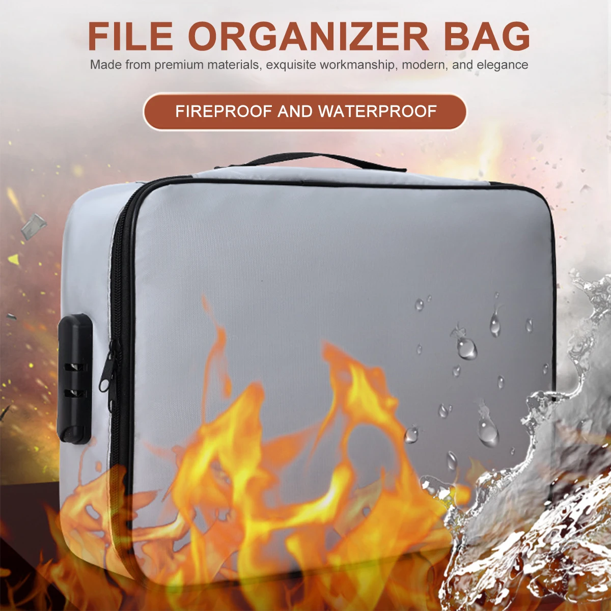

ID Package Document Bag Fireproof Organizer Documents Briefcase Wallet Glass Fiber File Travel