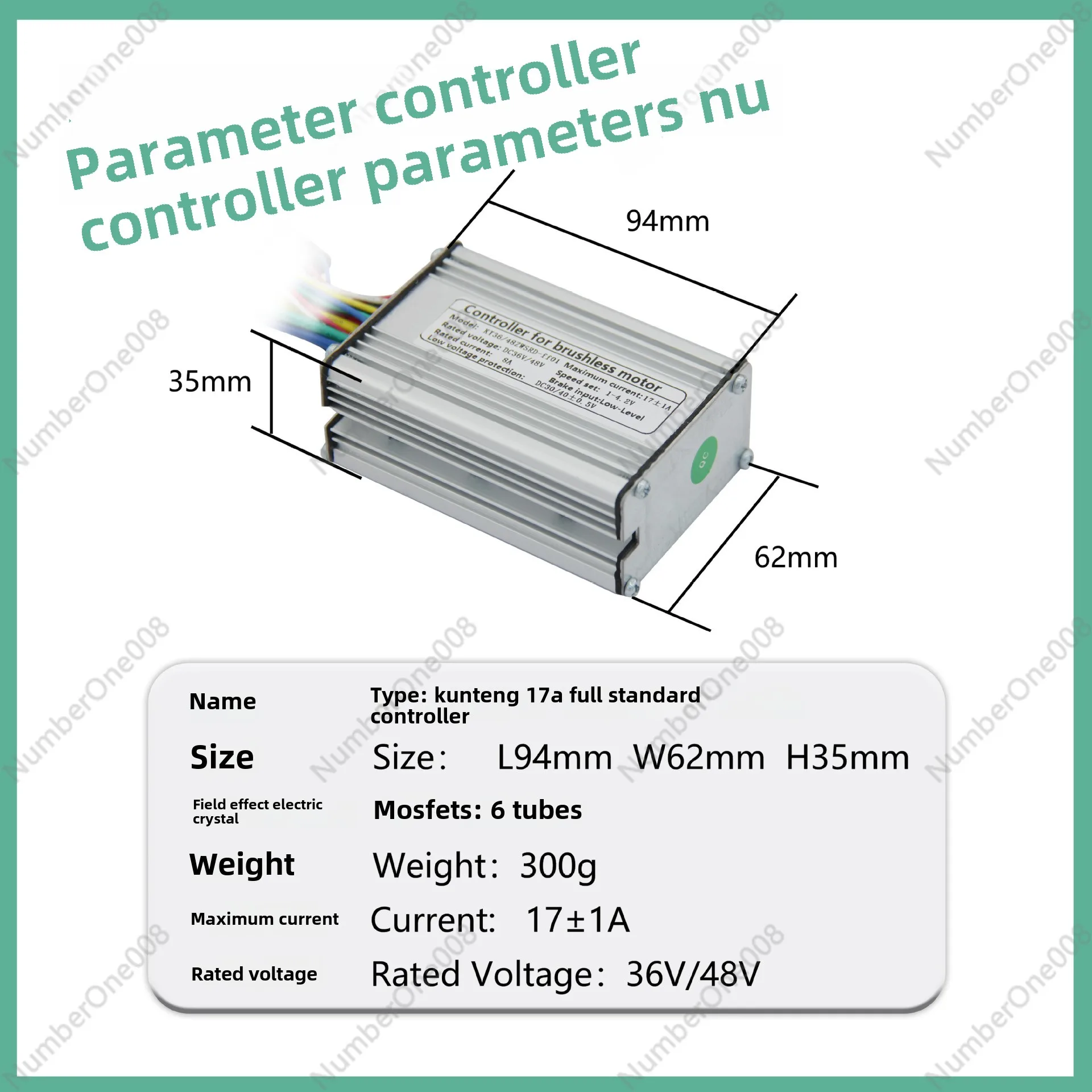 Bicycle Lithium Battery Modification Accessories, Quantum 6-tube 36V/48V KT-17A Square Wave Full Ordinary Head Controller