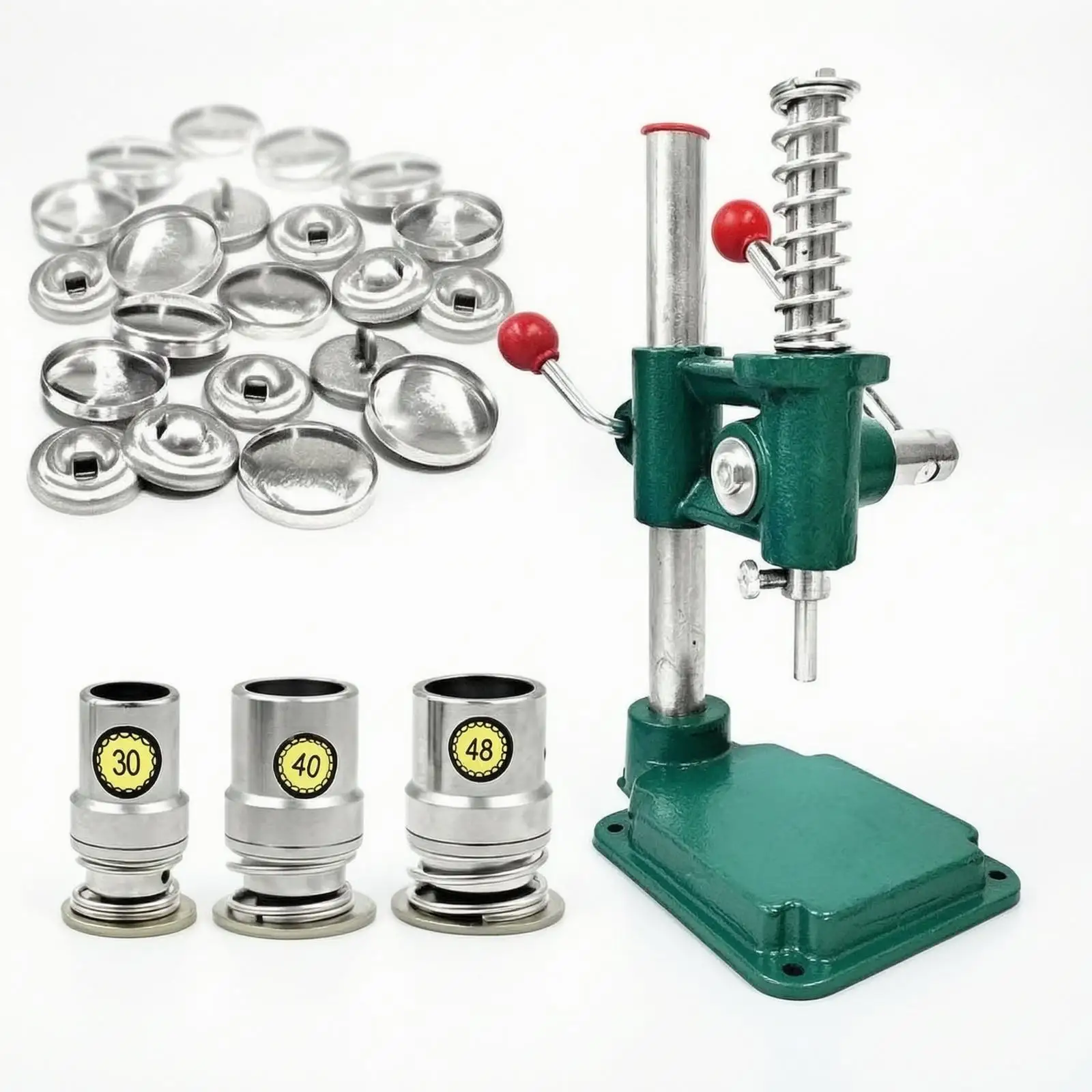 Versatile Button Press Machine Kit with 30 40 48 Molds for Personalized Textile Fasteners