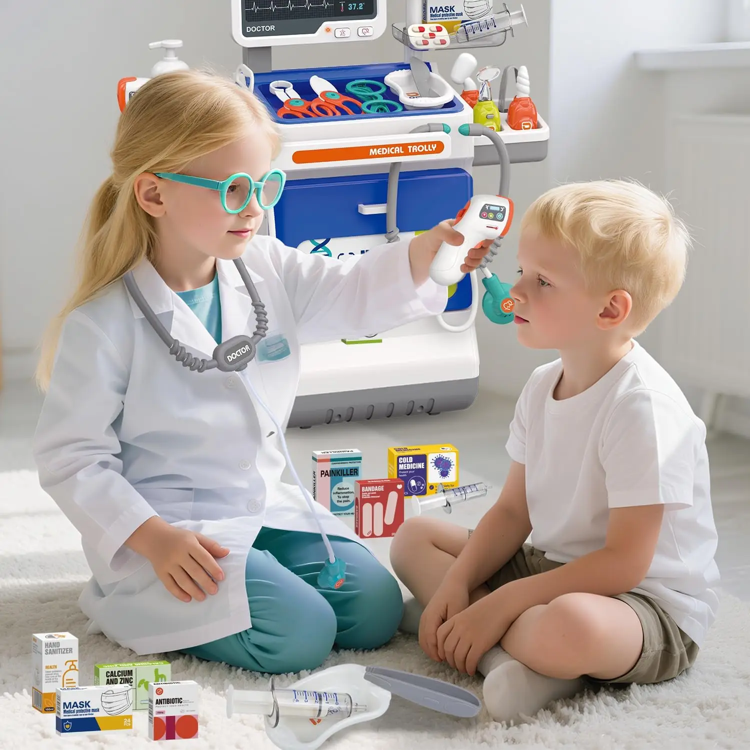 Deluxe Doctor Set voor kinderen - Gesimuleerde speelset voor medische stations met stethoscoop en gereedschap - Perfect rollenspelcadeau