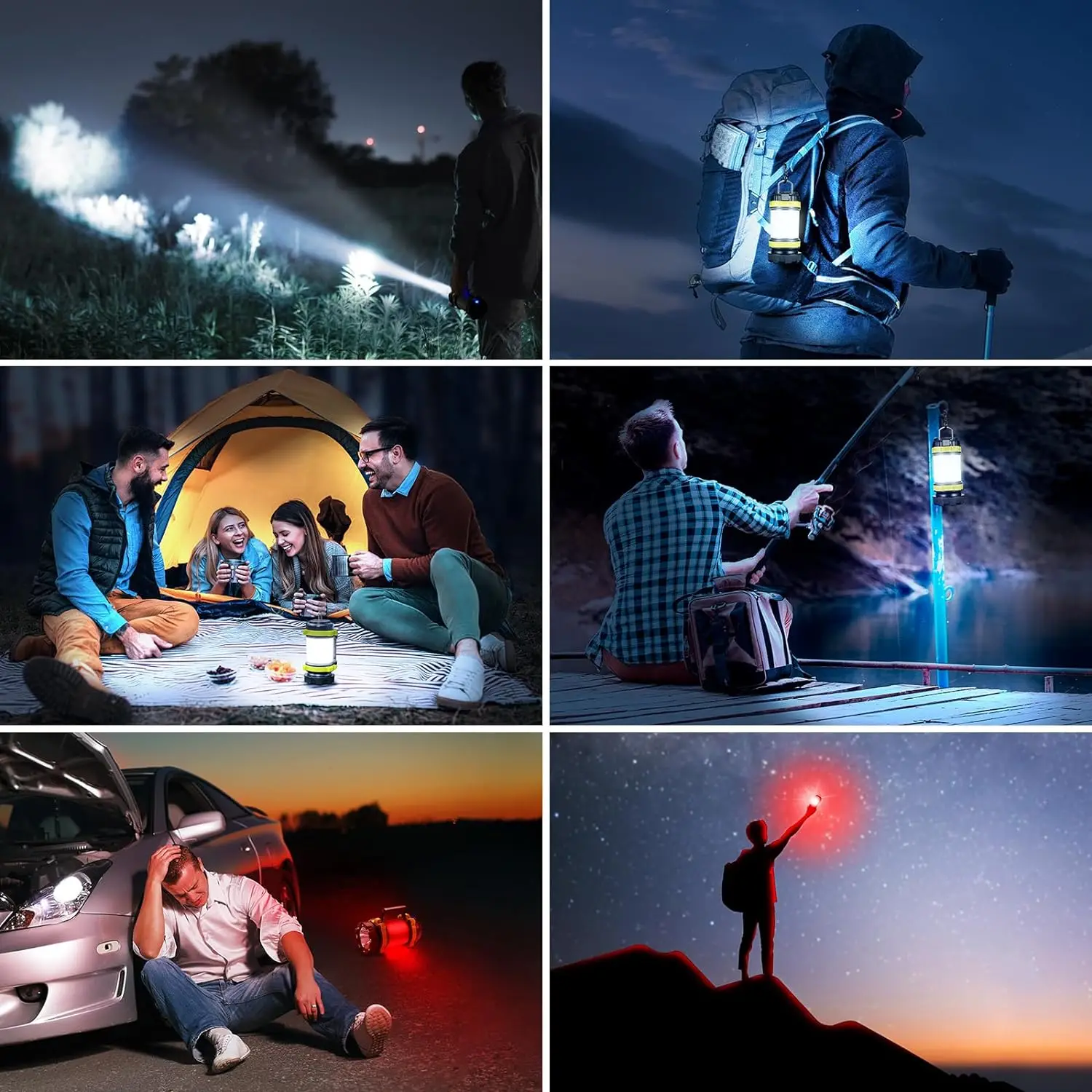 Portable LED Flashlight Rechargeable 6 modes light Torch Camping Light Side COB Emergency Lamp Outdoor Portable Lanterns