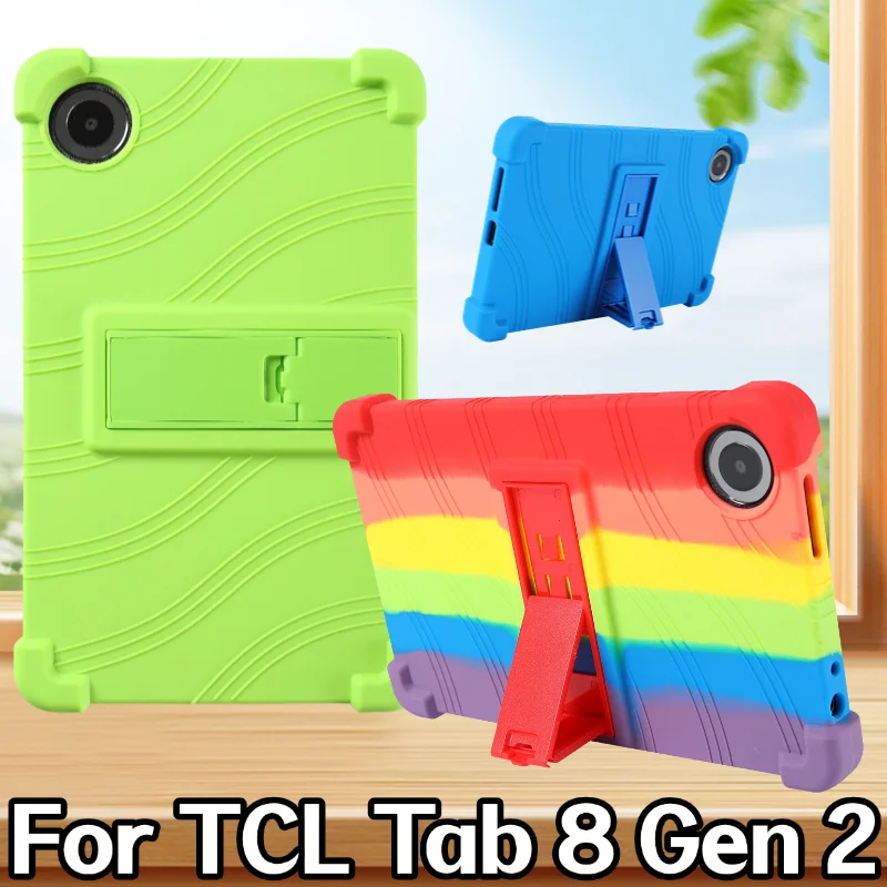 

Super Shockproof Silicone Protective Case Stand Cover Soft Drop Resistance for TCL Tab 8 Gen 2 8.7 Inch 2024 Tablet