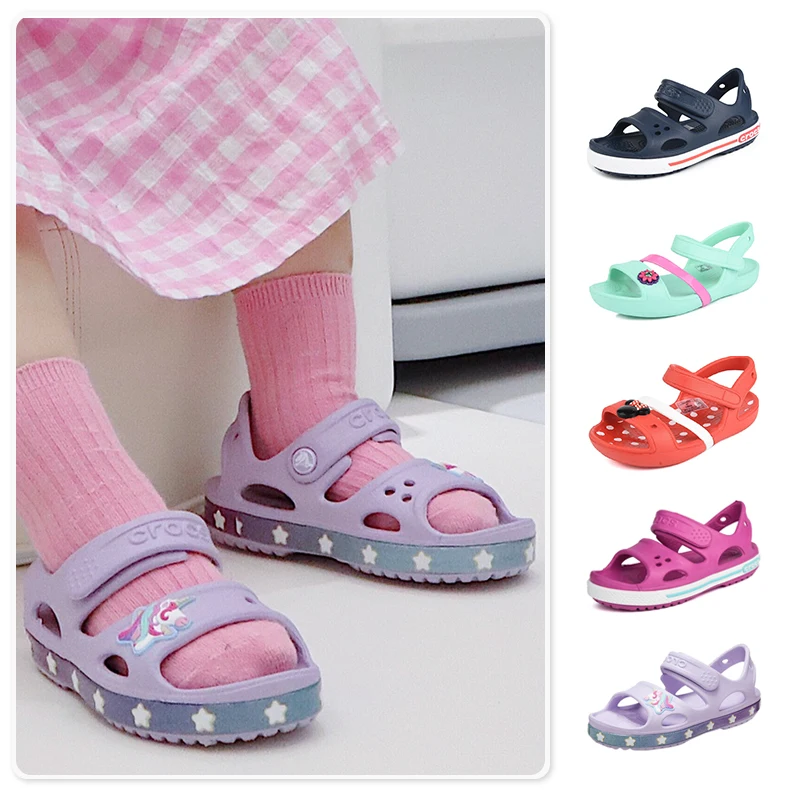 キャロル子供用フラットボトムサンダル通気性プリンセスシューズ軽量速乾クロッグスタイルアウトドアビーチシューズキッズ用