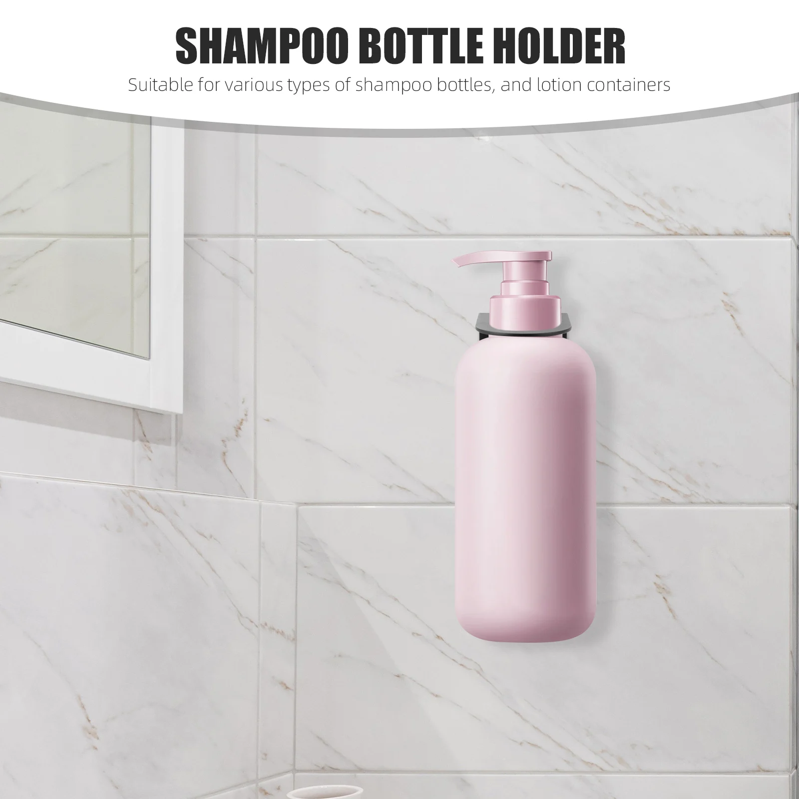 

Stainless Steel Soap Dispenser Holder Wall Mount Bathroom Shampoo Lotion Bottle Self Adhesive Space Saving for Shower
