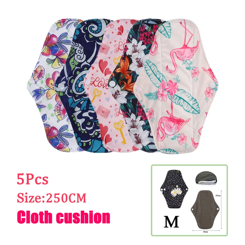 Organic Bamboo Charcoal Washable Menstrual Pads 5Pcs Heavy Flow Sanitary Pads Lady Cloth Pad Reusable Sanitary Napkins