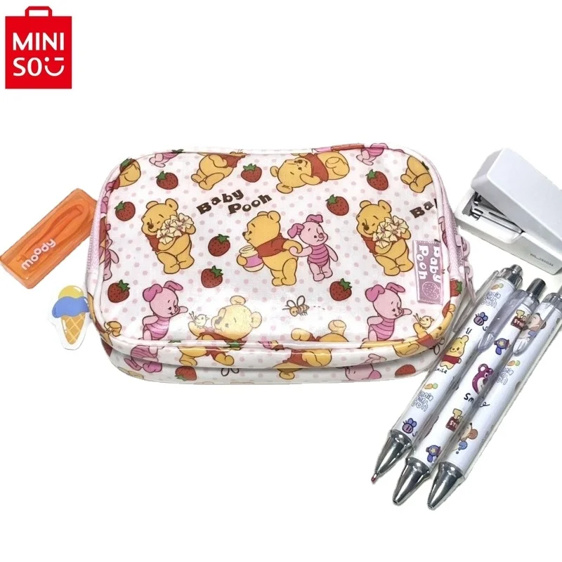 Miniso Disney Aufbewahrung tasche Cartoon Winnie Bär Make-up Tasche Student niedlichen Druck große Kapazität Briefpapier Handtasche