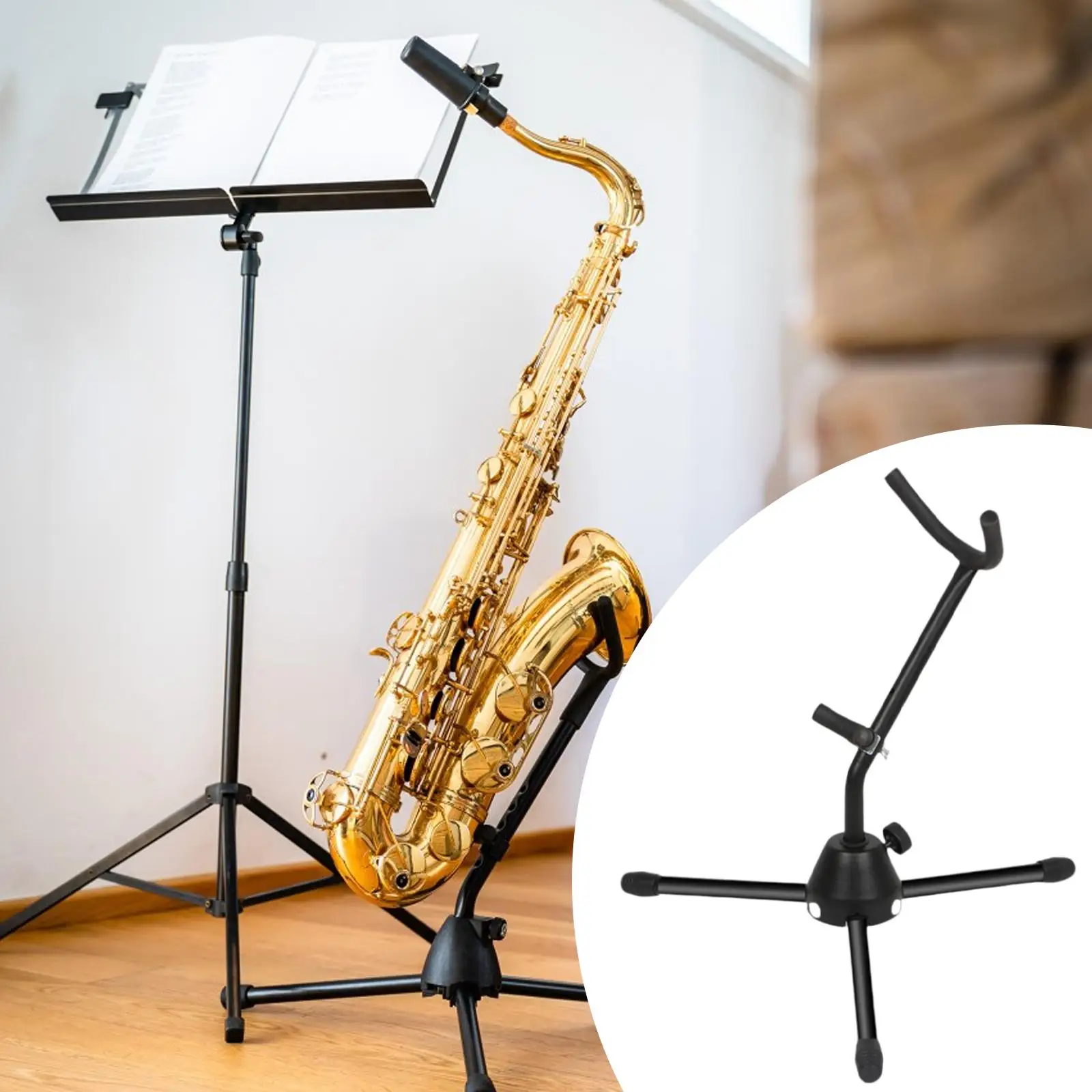 

Saxophone Stand Folding Triangle Base Portable Anti Slip Lightweight Instrument Accessory for Alto and Tenor Support Holder Rack