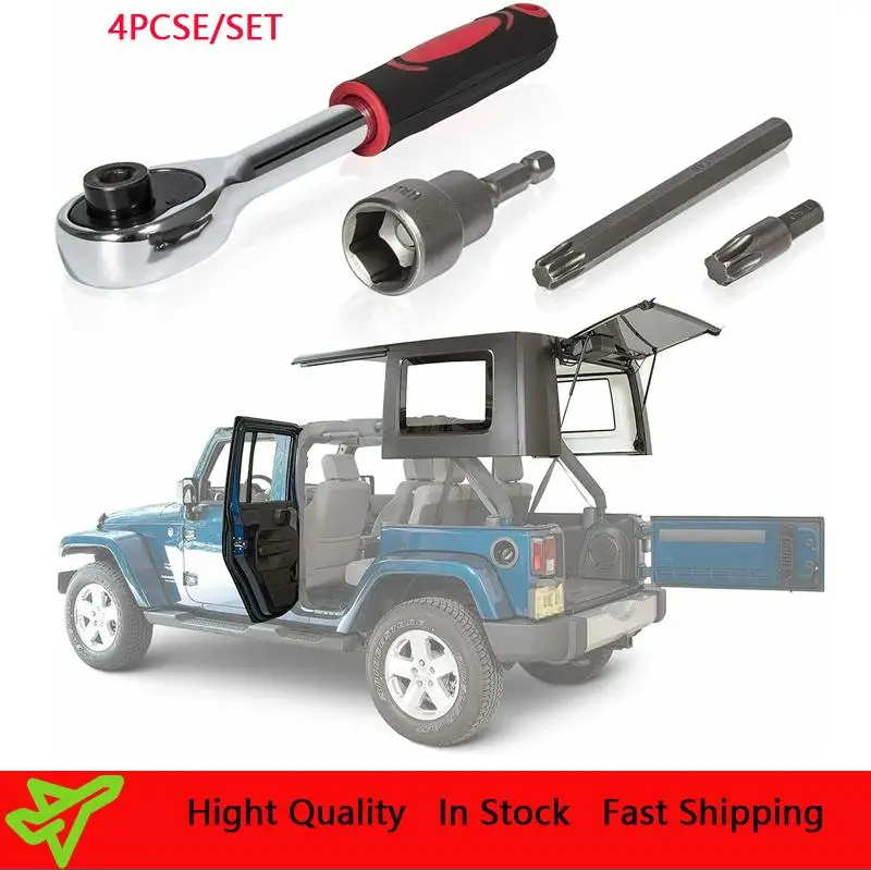 4Pcs Hard Top and Door Removal Torx Set Tool Kit Removal Wrench Tool Set for 2007-2021 Jeep Wrangler Jl JK Rubicon Sahara Sport