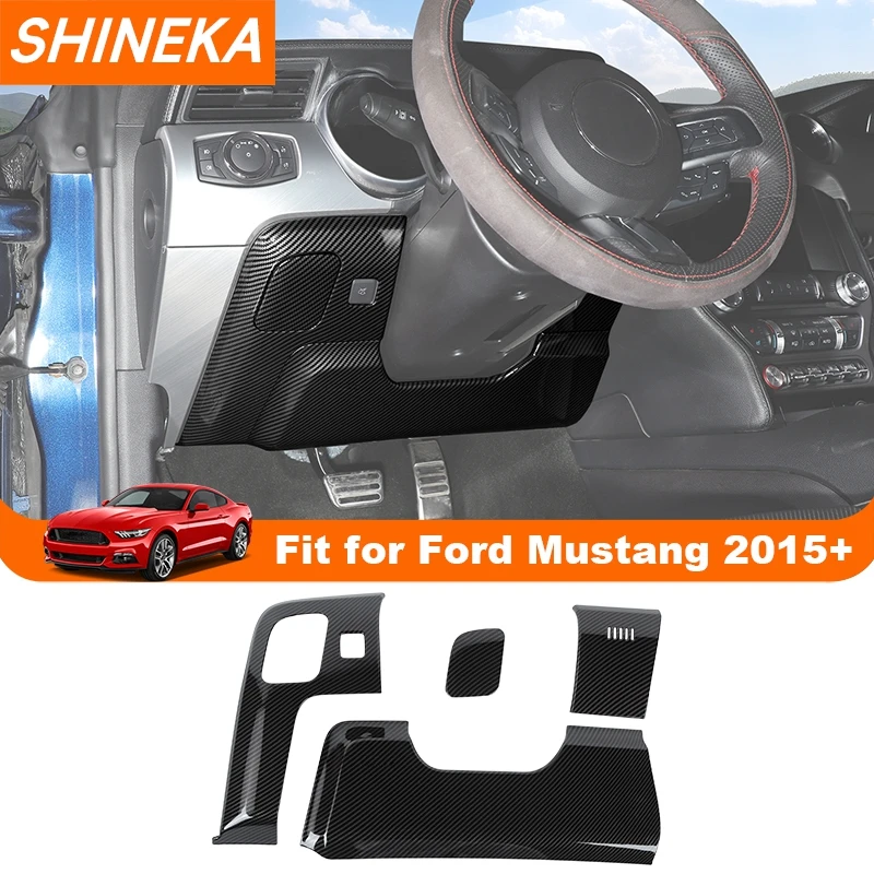 SHINEKA Car Steering Wheel Lower Trim Panel Decoration Cover For Ford Mustang 2015 2016 2017 2018 2019 Up Interior Accessories