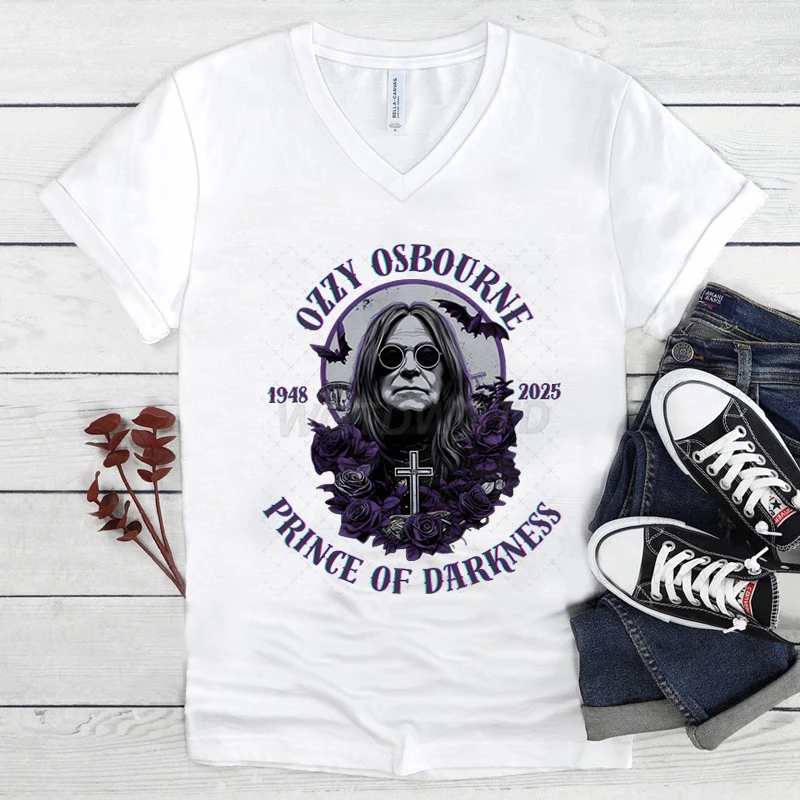 

Футболка Ozzy Osbourne Ozzy The Prince of Darkness Футболки для любителей рок-металла Футболка с короткими рукавами Топ с v-образным вырезом Мужская женская одежда
