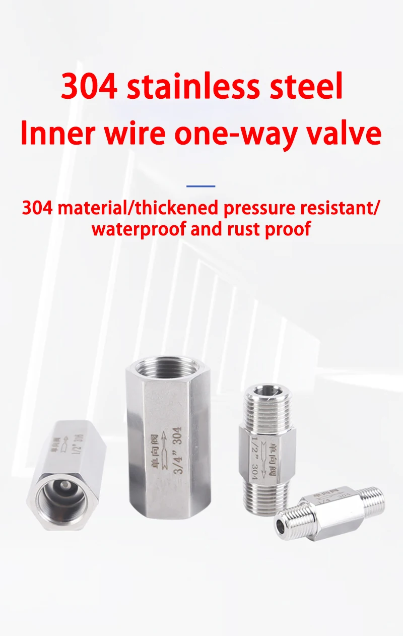Detalle 4 de Electroválvula 304 316L Stainless Steel Pneumatic Check Valve One Way Valve 1/8 1/4 3/8 1/2 3/4 BSP Thread Air Compressor Non Return Valve Neumática