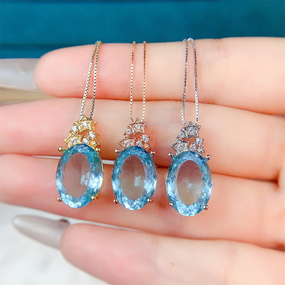 

Sparkling Natural Topaz Jewelry - Sleek S925 Silver Pendant, Lightweight Glamorous for Special Occasions