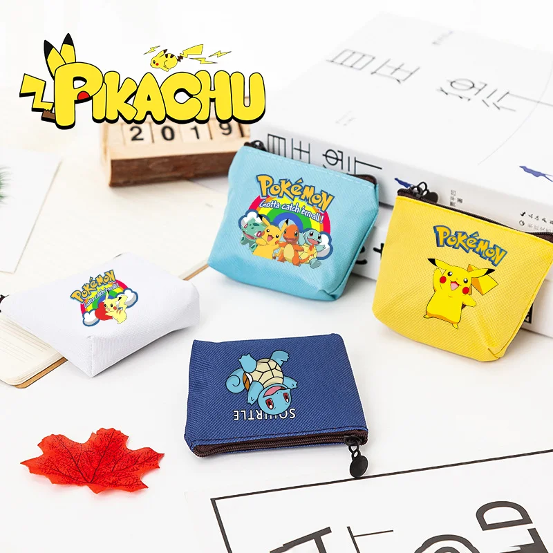 Pokemon Women Canvas Coin Purse Pikachu Small Wallet Pouch Daily Storage Bag Zipper Child Female Key Card Holder Mini Money Bag