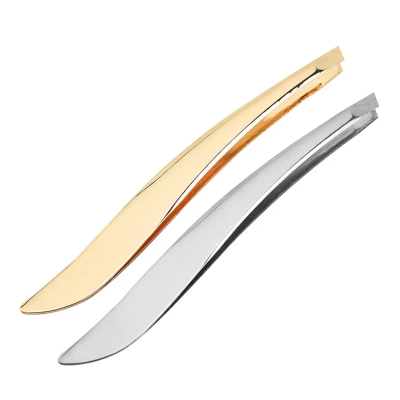 Professional Beauty Gold Silver Stainless Steel Eyebrow Tweezer Slant Head Hair Removal Eyebrow Clip Makeup Tool Beauty
