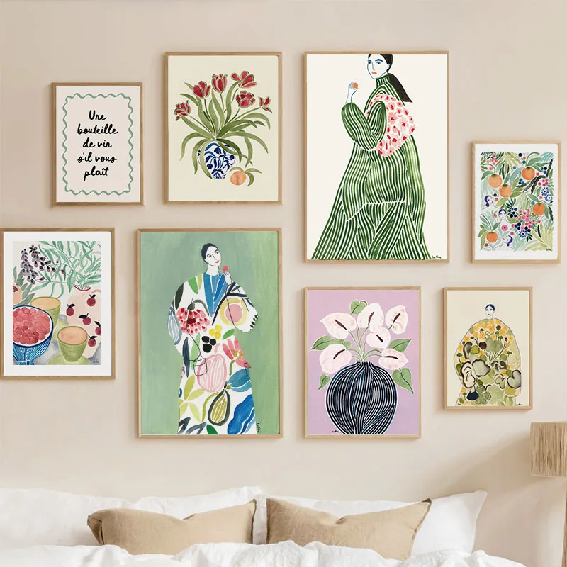 2026 Tulip Vase Woman Coat Flower Fruit  Abstract Gallery Posters And Prints Wall Art Canvas Painting Pictures For Living Room 