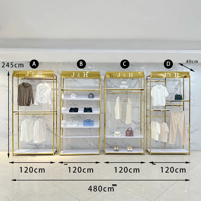customized.Custom Retail Garment Clothing Rack With Shelf Men's-shirt Pants Display Commercial Clothes Rack Clothing