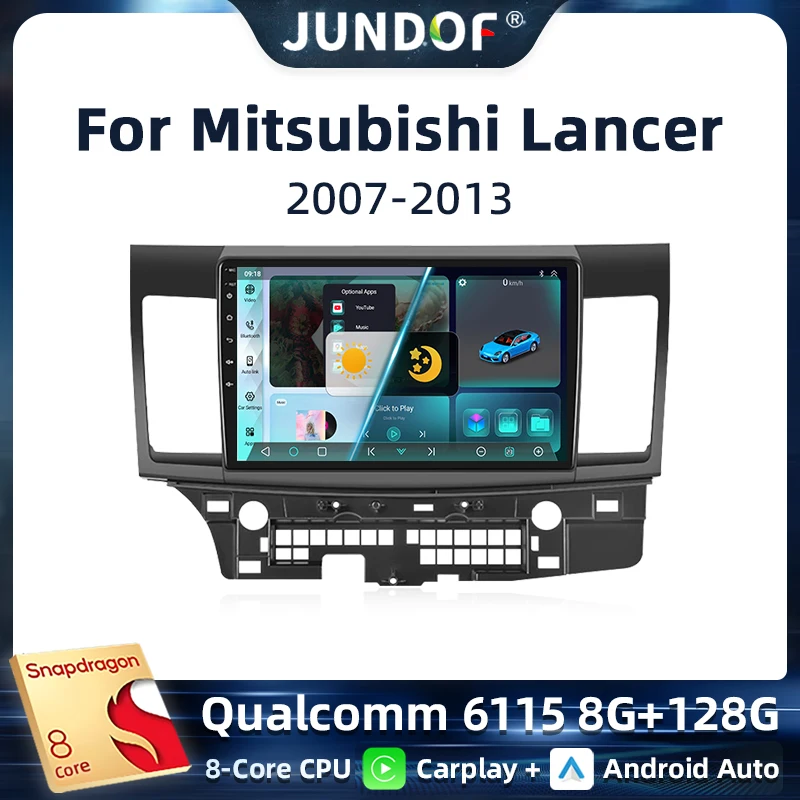 

Jundof Qualcomm For MITSUBISHI LANCER 9 10 X 2007 - 2013 9Inch Android 13 Car Radio Stereo Audio GPS Player Carplay Auto Screen