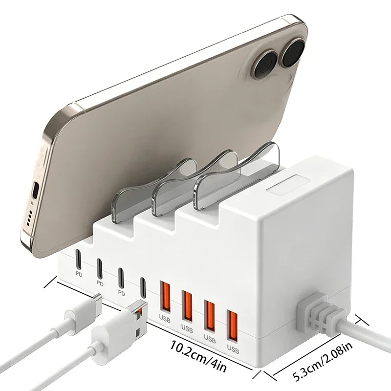 66W 4USB+4Type-C 8Ports Socket Bracket Charger For Phone Laptop Computer USB Interface Extender Multi-functional HUB Power Strip