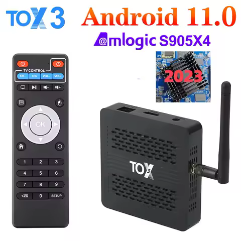 Wholesale TOX3 TVBox Amlogic S905X4 Smart TV BOX Android 11 4G 32G 2T2R Dual Wifi 1000M BT4.1 Support AV1 4K Set Top Box vs TOX4