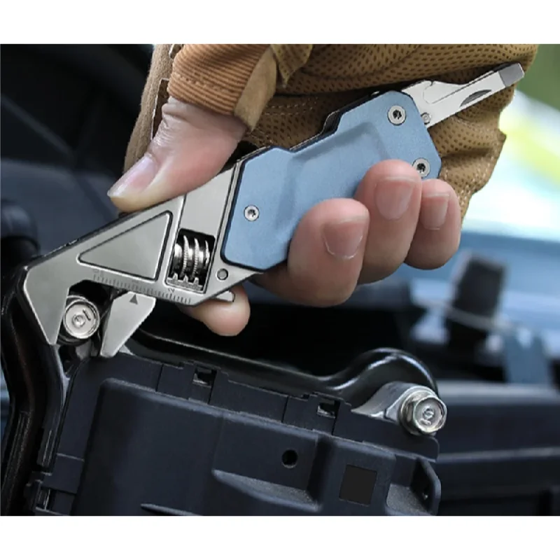 6 In 1 Wrench W1 Adjustable Multitool Wrench EDC Pocket Tools Kit Screwdriver Bit Set Folding Knife File Hand Tools