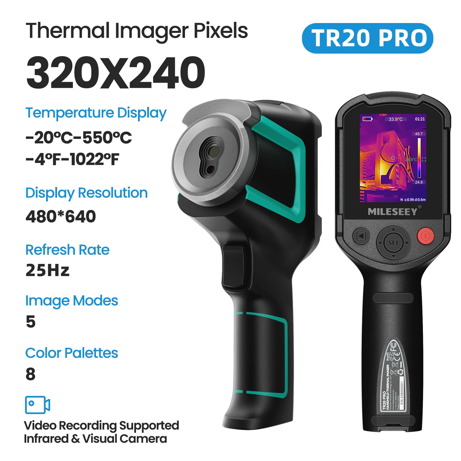 Milessey TR256E TR256B Warmtebeeldcamera 256X192 Warmtebeeldcamera Infrarood Temperatuurmeter Voor Reparatie, Pcb, Pijplijndetec