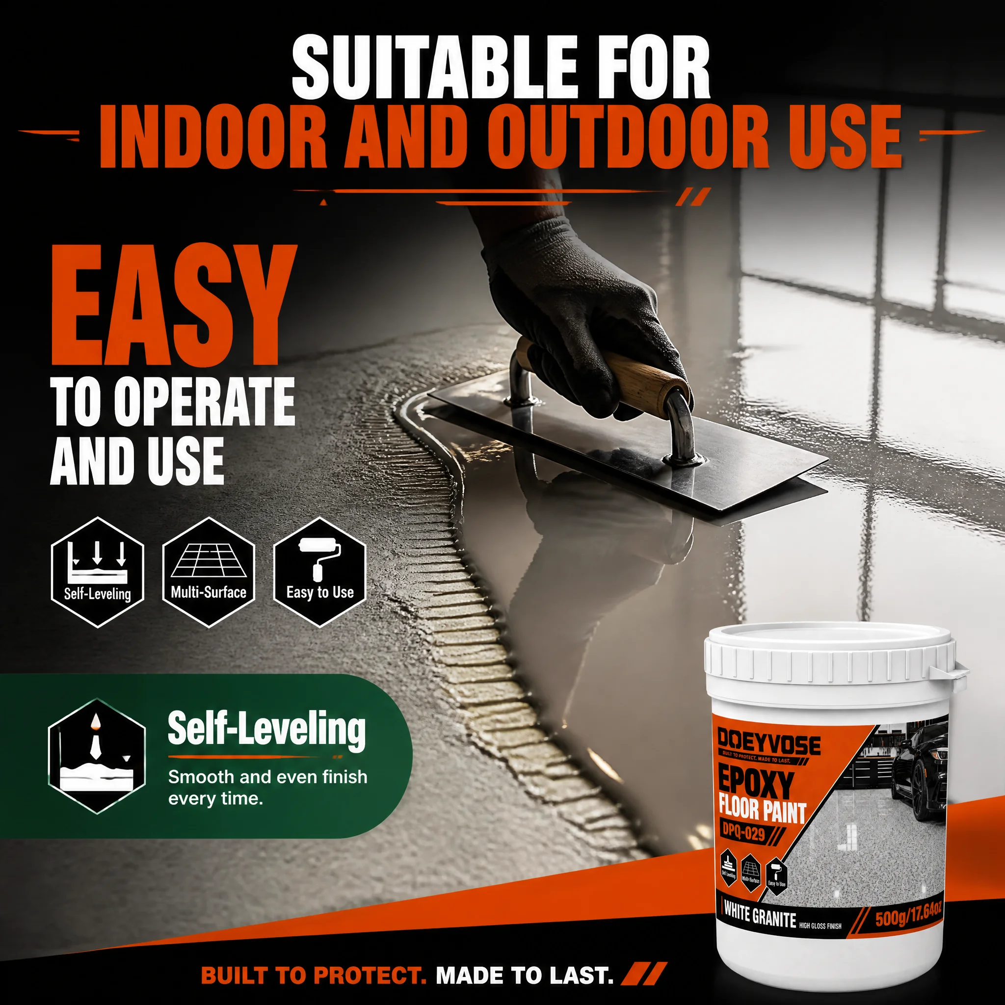 Self Leveling Epoxy Floor Paint 500g Waterproof Coating for Garage Concrete Floor