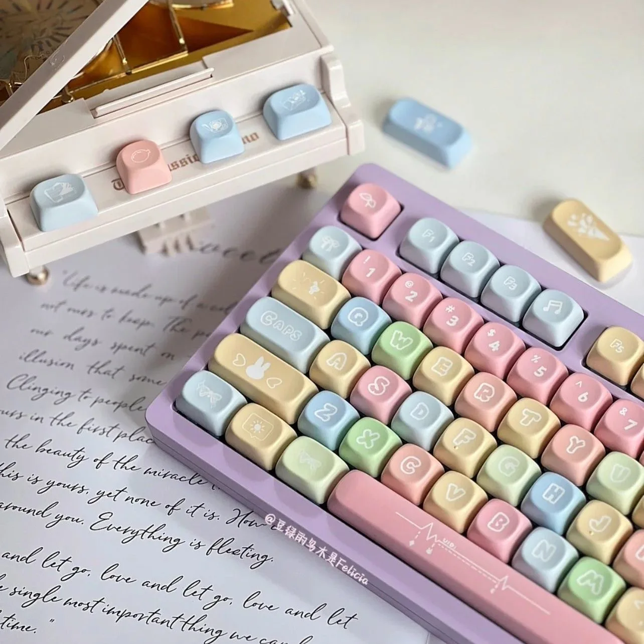 138 Keys Rabbit Paradise MOA Keycaps Gift Cute Key Cap Square Thermal Sublimation Mechanical Keyboard 2.25 U 2.75U for Alice