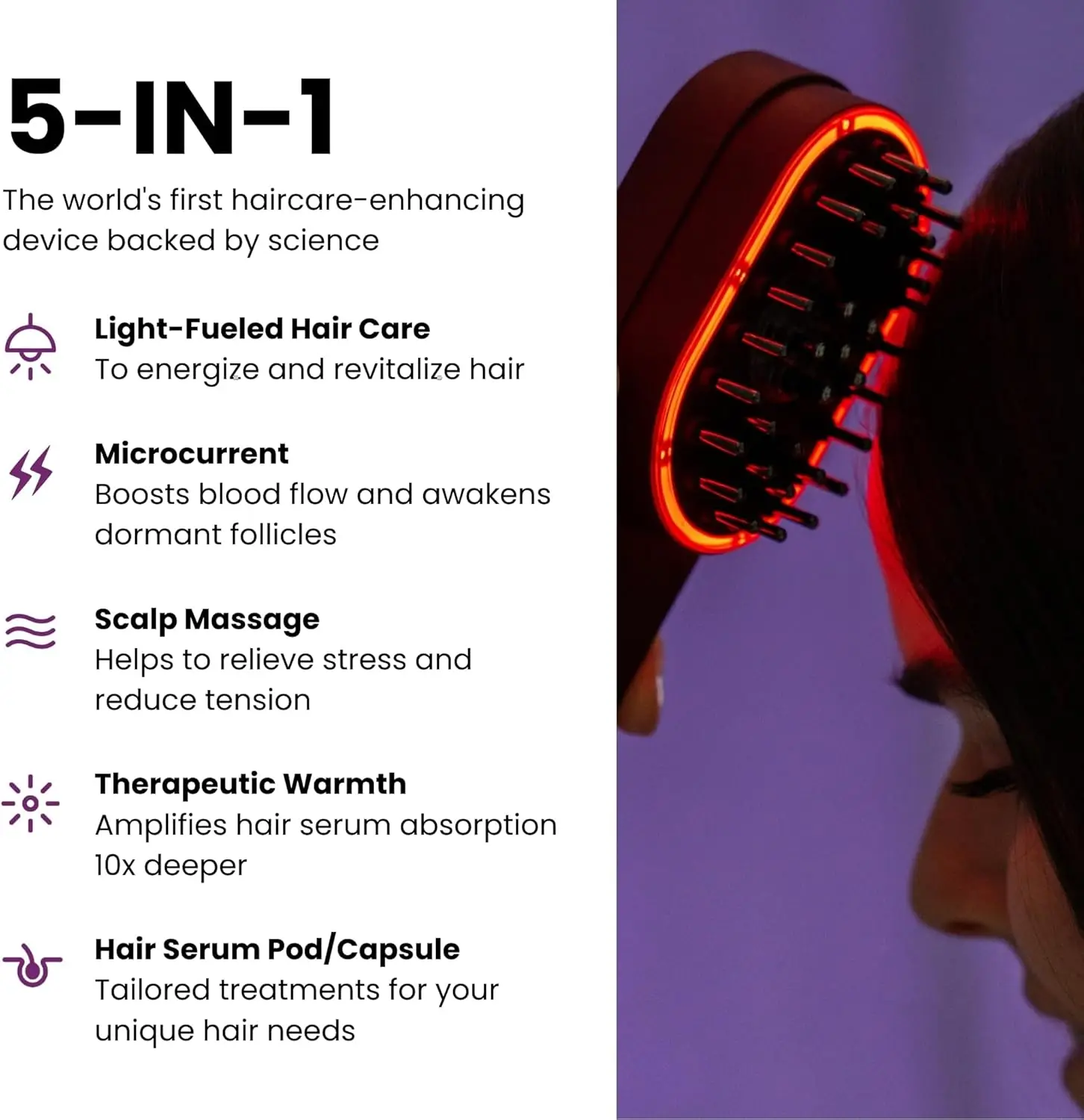 4-in-1 Scalp & Hair Care Device and Boost Pod Set of 2 | Warming Scalp Massage Brush for Smoother, Thicker, Healthier-Lookin