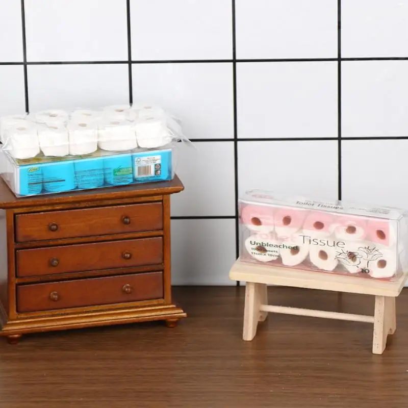 Conjunto de Rolos de Papel Higiênico em Miniatura para Casa de Bonecas 1/12, Modelo de Papel Higiênico para Banheiro, Acessórios de Decoração para Cas