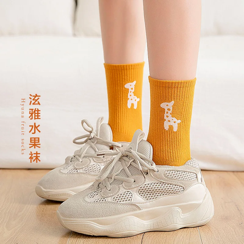 Spring and Autumn New Fruit Pile Socks Men and Women Candy Color Cartoon Tube Cotton Socks Network Red Sports Socks