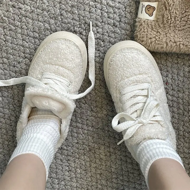 New Fashion Women Wool Snow Boots Winter Flats Shoes Warm Ankle Boots Ladies Ladies Slip On Shoe Casual Low Heels Vulcanized