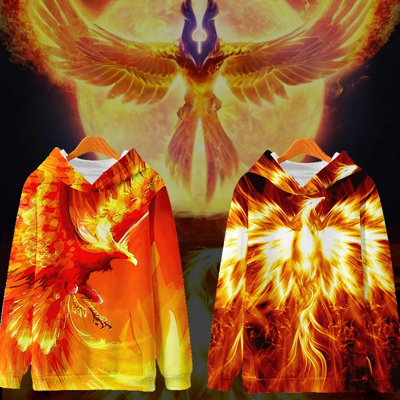 

INS Phoenix Nirvana Hat Sweater Starry Phoenix Wings for Men and Women Couples Casual Velvet Retro Harajuku Fashion