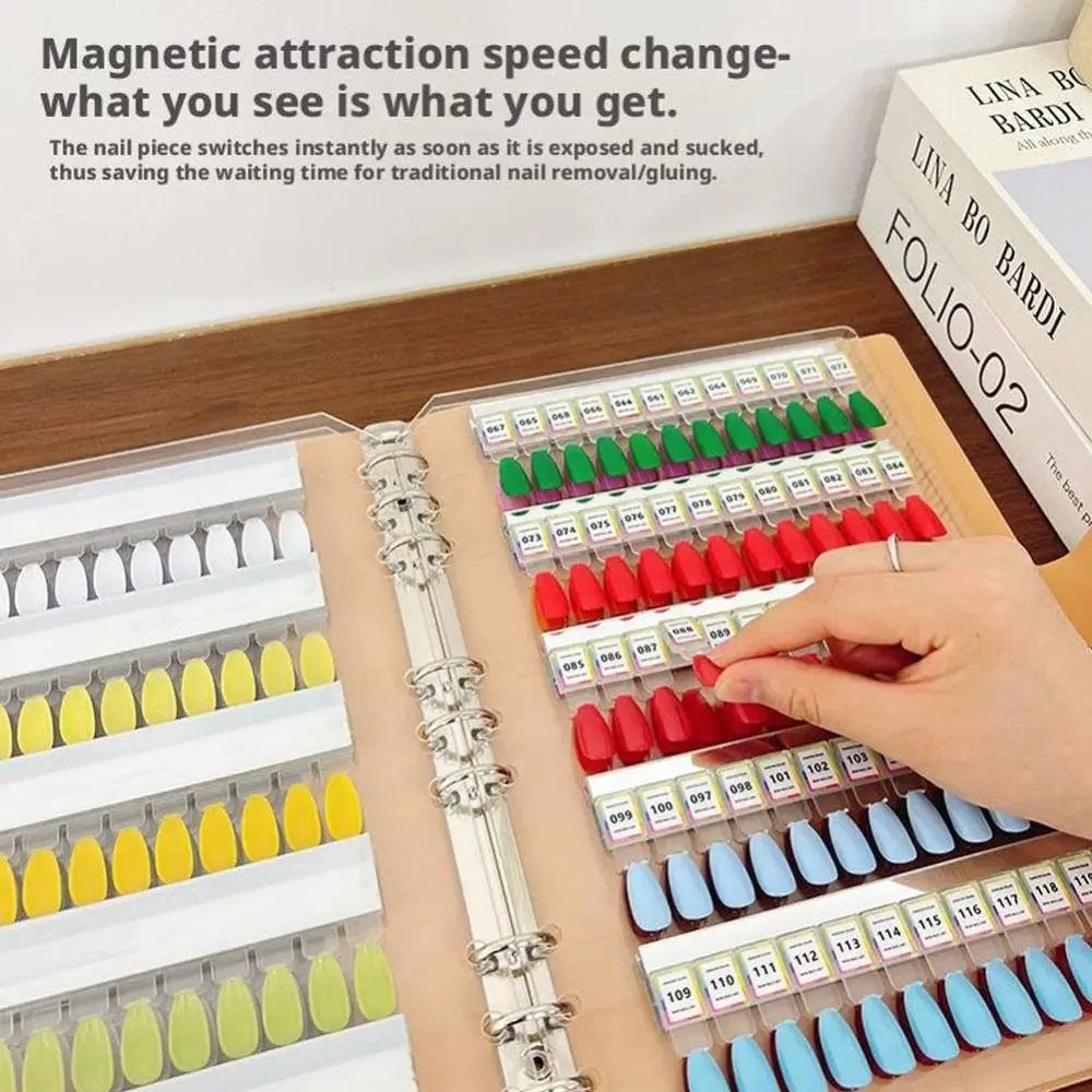 

Magnetic Nail Swatches Book 120 Color No Pattern Nail Color Display Book Removable With Digital Label Nail Sample Display Book