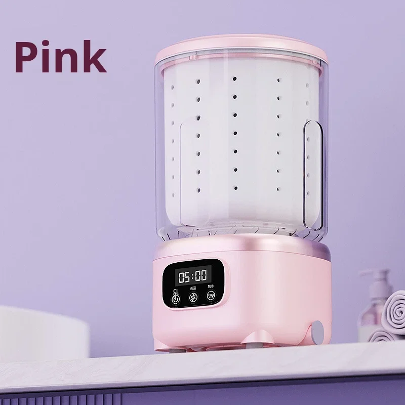 Portable Wireless Mini Washer High Efficiency Clothes Washing for Underwear Socks Wash Dry All One Travel Daily Use Compact