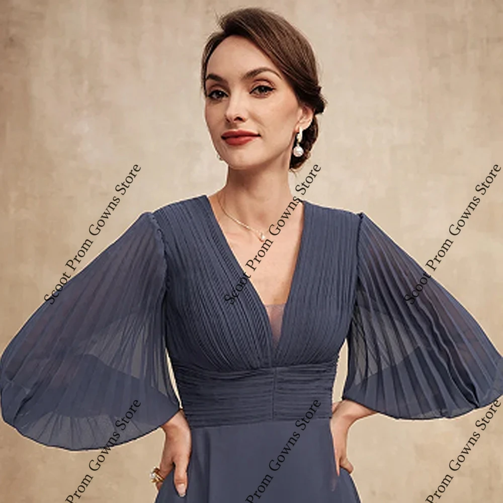 Vestidos De gasa para madre De novia, vestidos De fiesta De boda De manga 3/4 para mujer, novedad De verano 2025, bata De playa con cuello en V