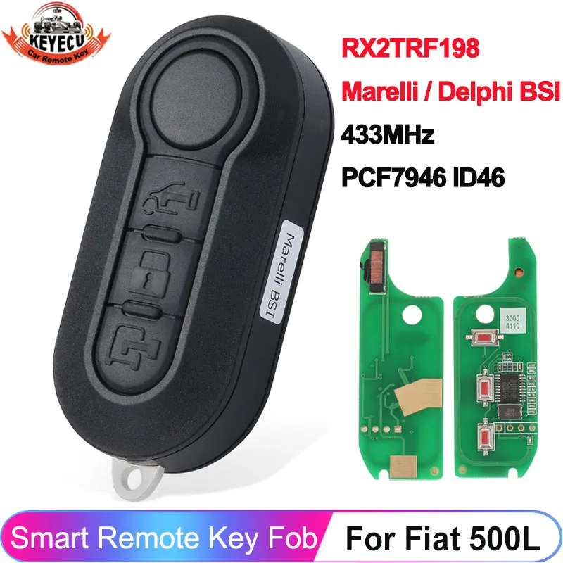 KEYECU Marelli BSI RX2TRF198 Car Remote Key For Fiat 500L Ducato Citroen Jumper Peugeot Boxer 2008 - 2015 PCF7946 433MHz ASK