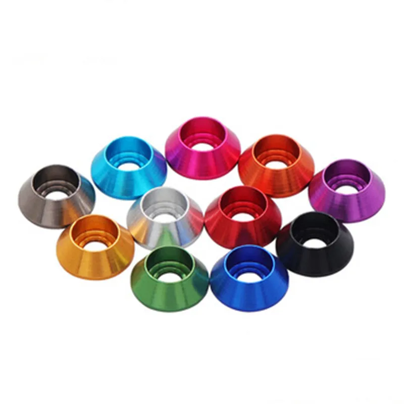 10 قطعة M2 M2.5 M3 M4 M5 M6 M8 M10 الألومنيوم غسالة اللون انوديك الأكسدة كأس رئيس طوقا 11 اللون اختياري الترباس غسالة فاصل #2