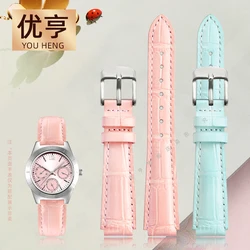 Genuine leather strap for Casio LTP-2069 LTP-V007 V300 VT01 women's leather watch with bracelet convex 14mm strap