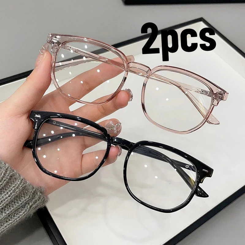 نظارات ريترو جديدة مضادة للضوء الأزرق للنساء مع إطار نظارة عادي بإطار ضوء مسطح ريترو UV400