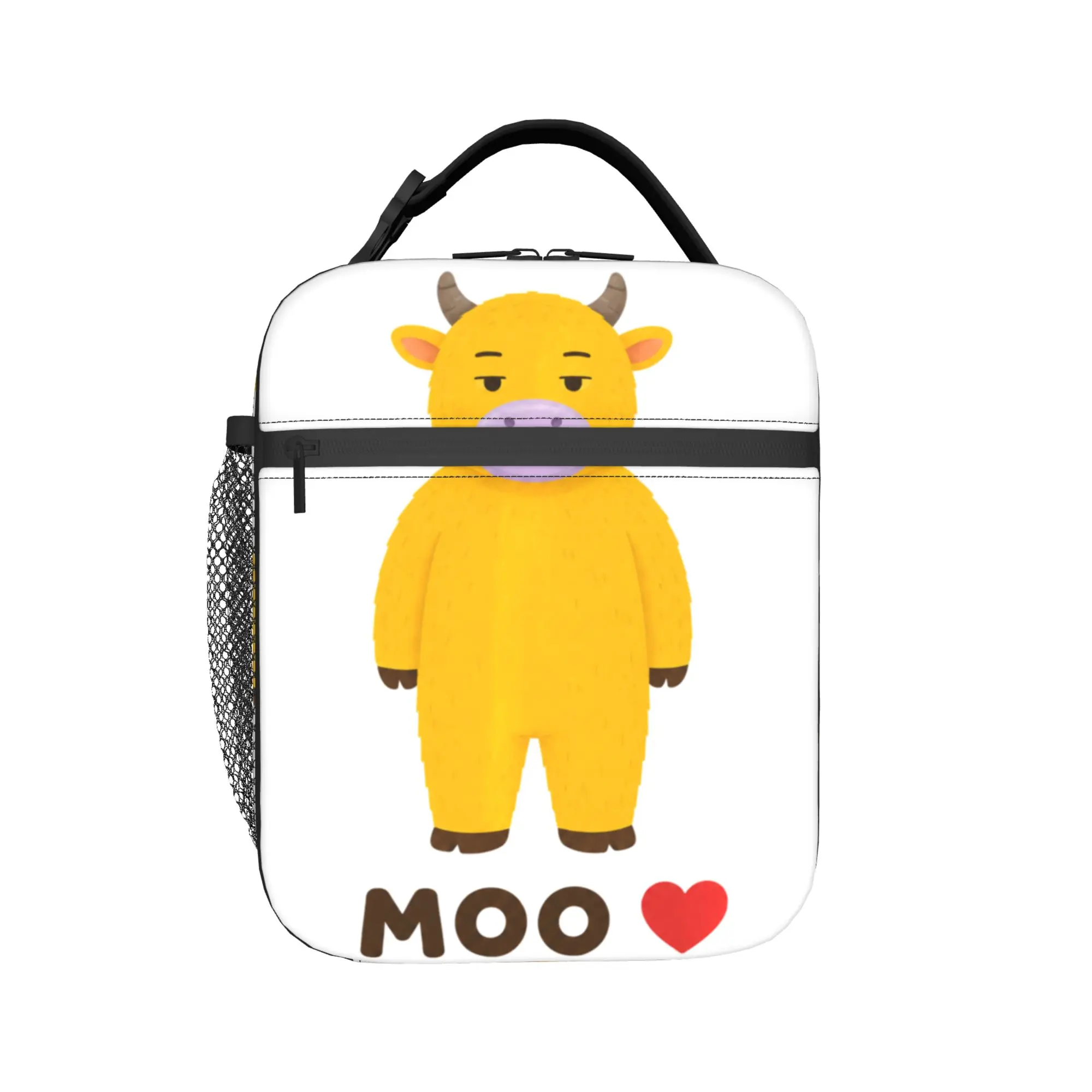 NIU Lai Moo Love Viral Chinese Cow Meme Cute Yellow Performance Insulated Lunch Bag Thermal Bag Meal Container Tote Lunch Box