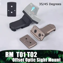 Tactical Metal 35/45 Degrees Offset Optical Mount For T01 T02 RMR Red Dot Side Sight Scope Base Bracket 20mm Rail