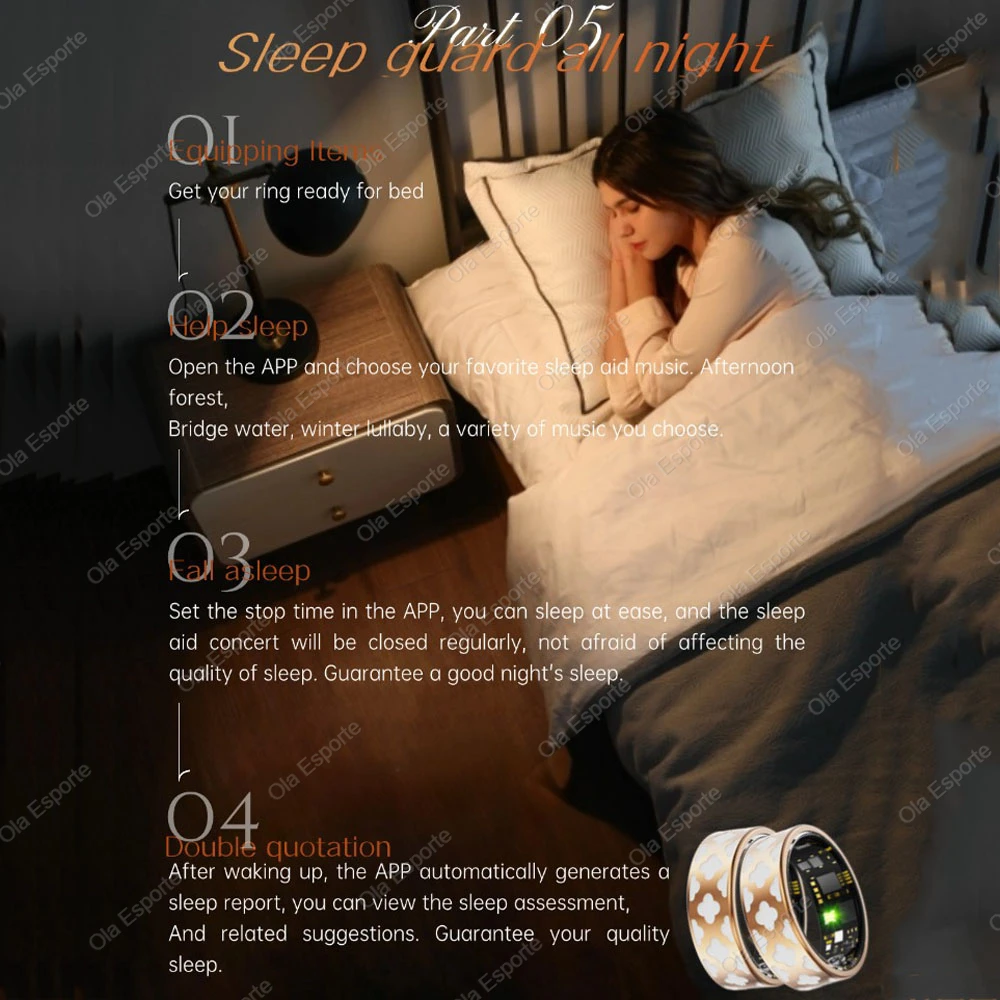 2025 New Women Gold Smart Ring Health HRV Monitor Heart Rate Sleep Monitor 10ATM Deep Waterproof Remote control Smart Ring Gifts