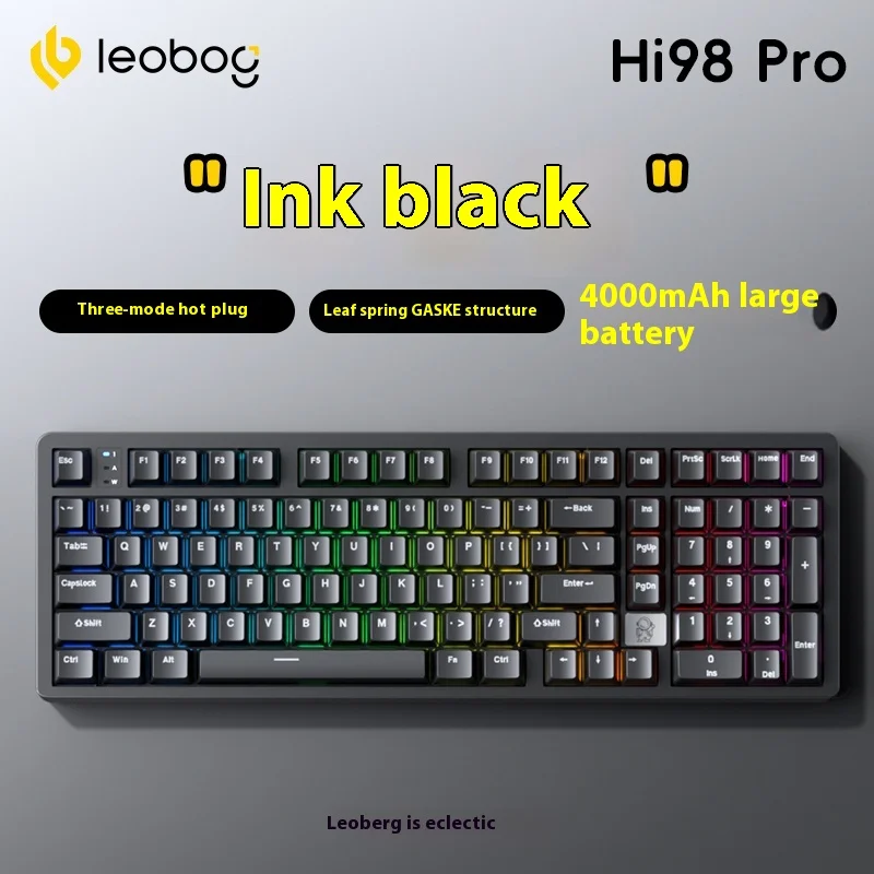 LEOBOG Hi98Pro Keyboard Three Mode Aluminum Alloy Hot Swap Wireless Gasket PC Custom Gaming Mechanical Keyboard Gifts