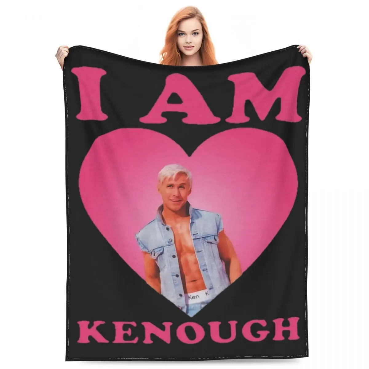 I Am Kenough Ryan Gosling Merch Blankets Flannel Bed Throw Blankets Relax Soft for Office Bedspread