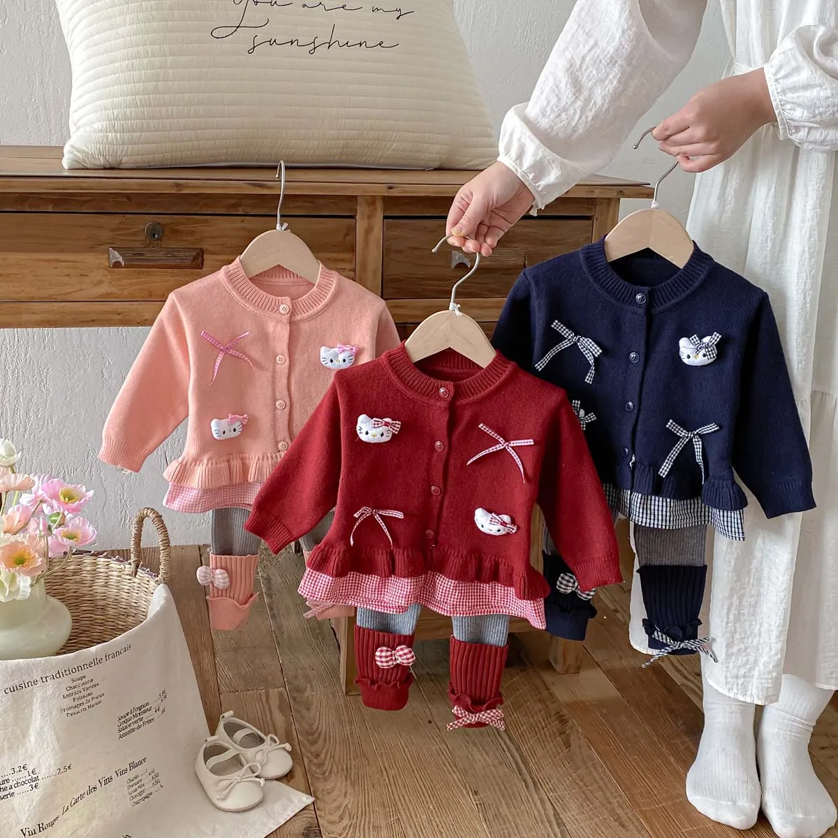 

Girls Autumn and Winter Suit Korean Knitted Sweater Top Tight Pants 2-Piece Suit, Baby Girl Fashion Cute Two-Piece Coat Clothes